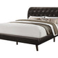 Brown Queen Tufted Upholstered Faux Leather Bed Frame