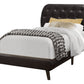 Brown Twin Tufted Upholstered Faux Leather Bed Frame