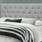 Gray Solid Wood And Tufted Linen Queen Bed Frame with Nailhead Trim