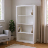 White Wood Adjustable Four Tier Bookcase