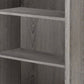 48" Taupe Distressed Wood Adjustable Four Tier Bookcase