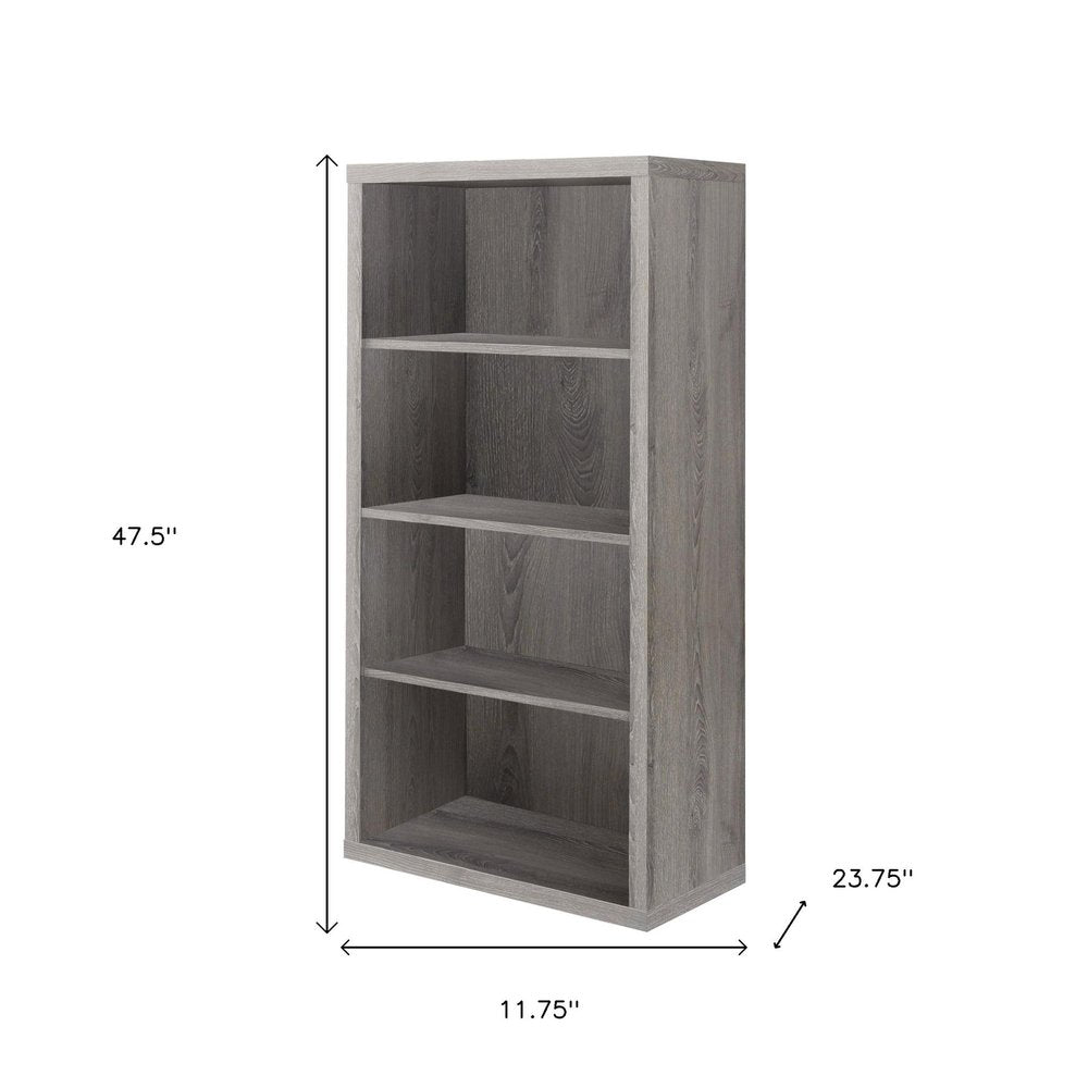 White Wood Adjustable Four Tier Bookcase