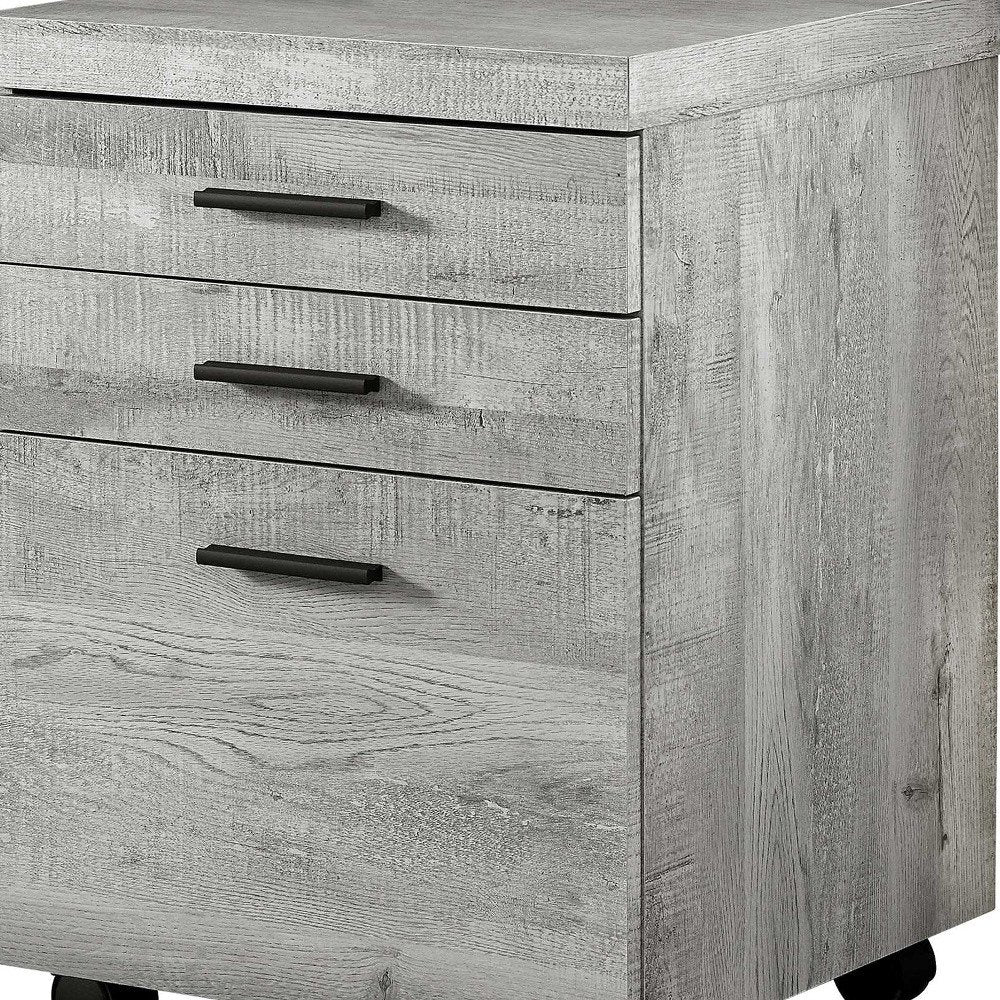 25" Brown Particle Board and Wood Filing Cabinet With Drawers