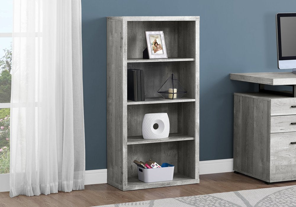 White Wood Adjustable Four Tier Bookcase