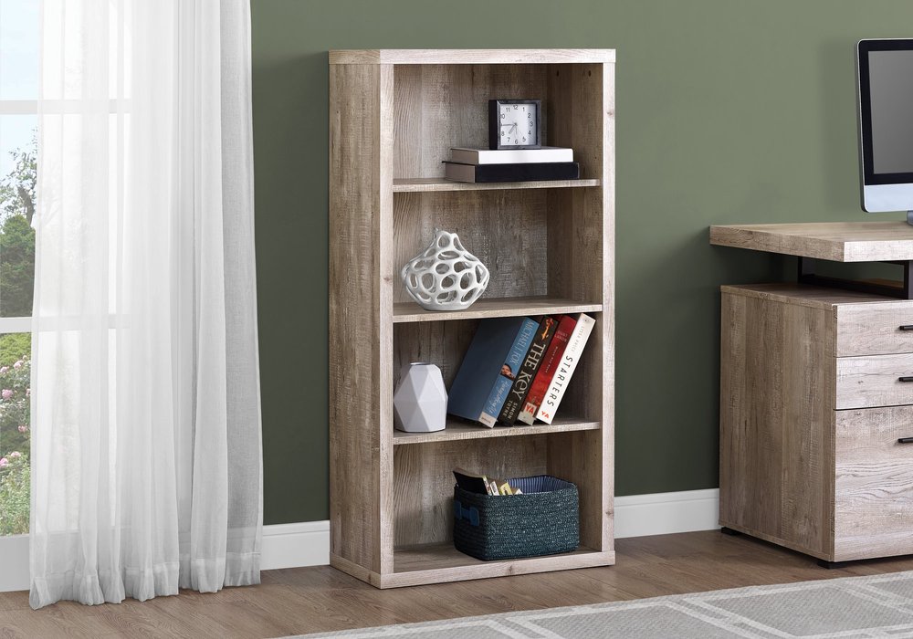 White Wood Adjustable Four Tier Bookcase