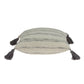 18" Beige and Gray Striped Cotton Throw Pillow With Tassels