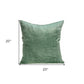 20" X 7" X 20" Transitional Green Solid Pillow Cover With Poly Insert