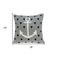 Casual Square Grey Nautical Anchor Accent Pillow
