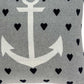 18" Black And Gray Nautical Cotton Throw Pillow