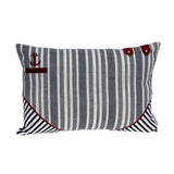 14" X 20" Gray Striped Cotton Throw Pillow