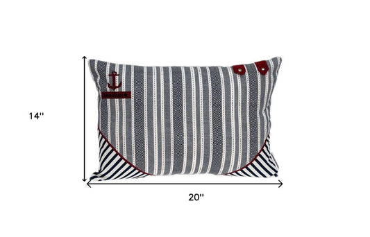 14" X 20" Gray Striped Cotton Throw Pillow