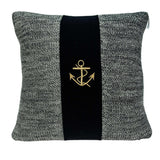 18" Black And Gray No Pattern Cotton Throw Pillow