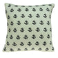 20" Blue and Off White Reversible Nautical Anchor Cotton Throw Pillow