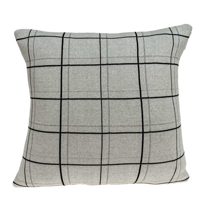 20" Gray Plaid Cotton Throw Pillow
