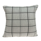20" Gray Plaid Cotton Throw Pillow