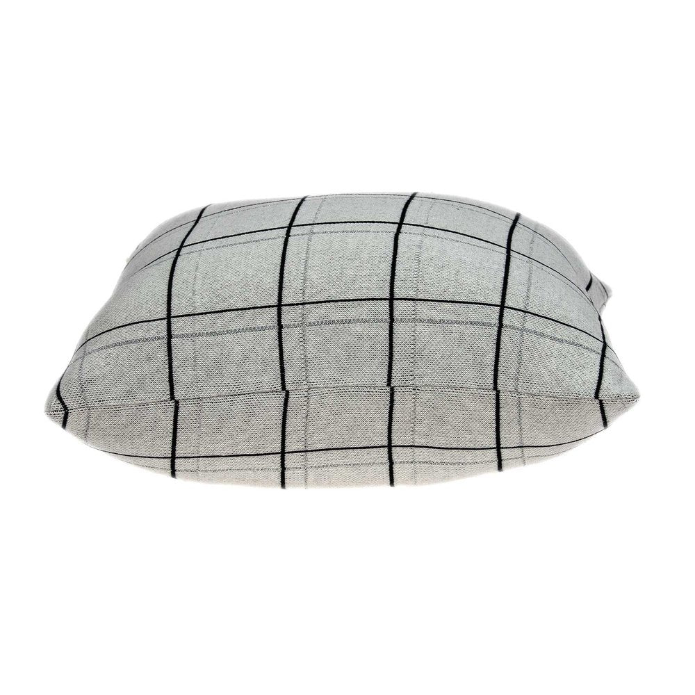 20" Gray Plaid Cotton Throw Pillow