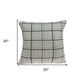 20" Gray Plaid Cotton Throw Pillow