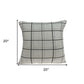 20" Gray Plaid Cotton Throw Pillow