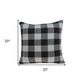 20" Gray Plaid Cotton Throw Pillow