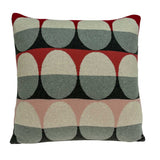 20" Gray Ivory And Red Geometric Cotton Throw Pillow