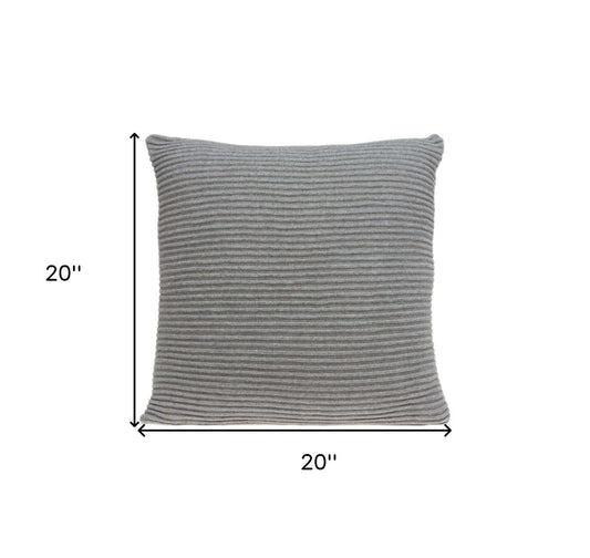 20" X 7" X 20" Elegant Transitional Gray Pillow Cover With Poly Insert