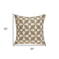 20" Beige and White Geometric Cotton Throw Pillow