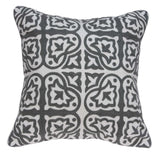 20" Gray And White Stencil Cotton Throw Pillow