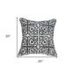 20" Gray And White Stencil Cotton Throw Pillow