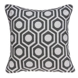 20" Gray And White Geometric Cotton Throw Pillow