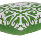 20" Green And White Stencil Cotton Throw Pillow