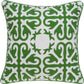 20" Green And White Stencil Cotton Throw Pillow
