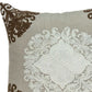 20" Beige Damask Cotton Throw Pillow