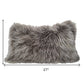 17" Grey Genuine Tibetan Lamb Fur Pillow With Microsuede Backing