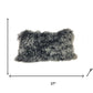 17" Black Genuine Tibetan Lamb Fur Pillow With Microsuede Backing