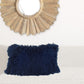 17" Navy Blue Genuine Tibetan Lamb Fur Pillow With Microsuede Backing