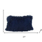 17" Navy Blue Genuine Tibetan Lamb Fur Pillow With Microsuede Backing
