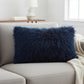 17" Navy Blue Genuine Tibetan Lamb Fur Pillow With Microsuede Backing
