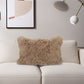 17" X 27" Beige Microsuede Down Lumbar Throw Pillow