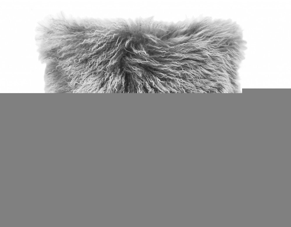 20" Grey Genuine Tibetan Lamb Fur Pillow With Microsuede Backing