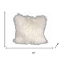 20" Bright White Genuine Tibetan Lamb Fur Pillow With Microsuede Backing