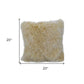 20" Gold Genuine Tibetan Lamb Fur Pillow With Microsuede Backing