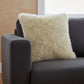 20" Gold Genuine Tibetan Lamb Fur Pillow With Microsuede Backing