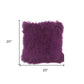 20" Purple Genuine Tibetan Lamb Fur Pillow With Microsuede Backing