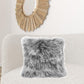 24" Grey Genuine Tibetan Lamb Fur Pillow With Microsuede Backing