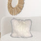 24" Bright White Genuine Tibetan Lamb Fur Pillow With Microsuede Backing