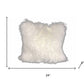 24" Bright White Genuine Tibetan Lamb Fur Pillow With Microsuede Backing