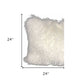 24" Bright White Genuine Tibetan Lamb Fur Pillow With Microsuede Backing