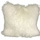 24" Creamy Genuine Tibetan Lamb Fur Pillow With Microsuede Backing