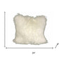 24" Creamy Genuine Tibetan Lamb Fur Pillow With Microsuede Backing