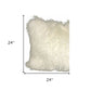 24" Creamy Genuine Tibetan Lamb Fur Pillow With Microsuede Backing
